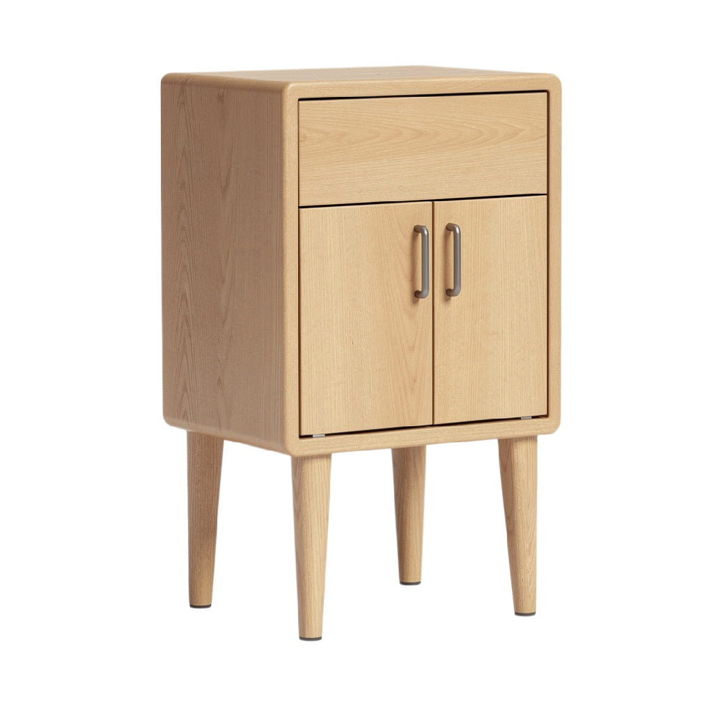 Modern Wooden Nightstand with Drawer and Shelf Storage